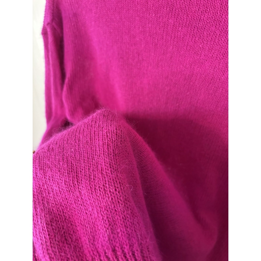 Anytime Glitz Vintage 80s 90s Women's Sweater Magenta Knit Large Silk Blend Bead - Picture 5 of 7
